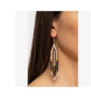 Drop beaded tassel earrings