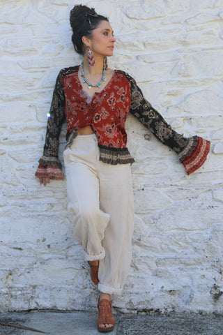 Burnt orange floral top
