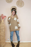 Camel knit with floral detail