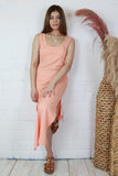 Textured dress with split (Apricot)