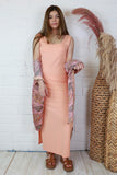 Textured dress with split (Apricot)